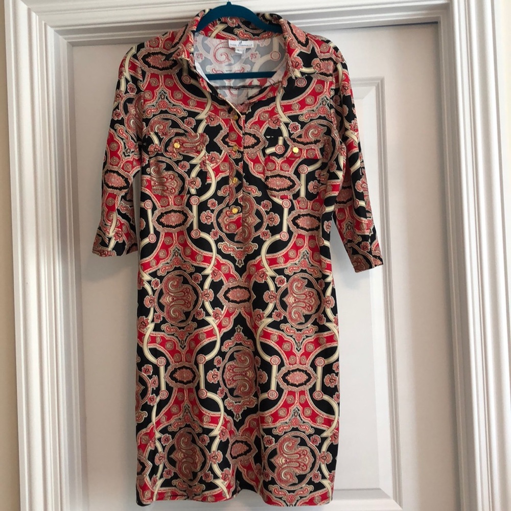 Jude Connally 3/4 Sleeve Dress with gold buttons